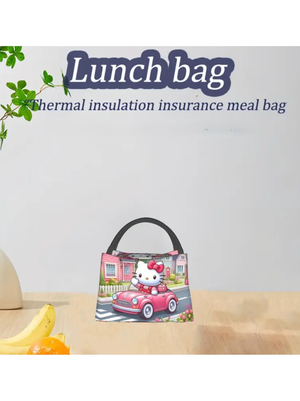 Hello Kitty Insulated Lunch Bag Reusable Cooler Tote with Cute Car Floral Design - Picture 6 of 6